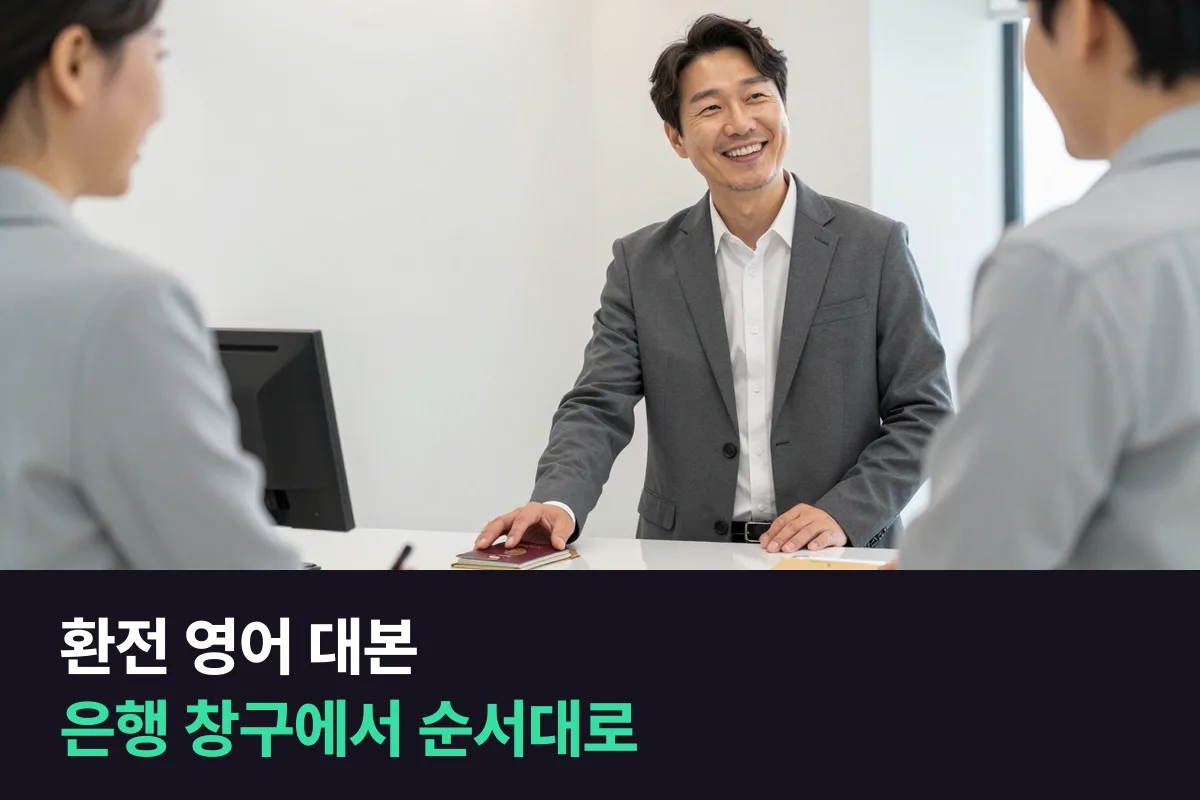 해외 은행 창구에서 환전하고 송금할 때 순서대로 쓰는 환전 영어 대본