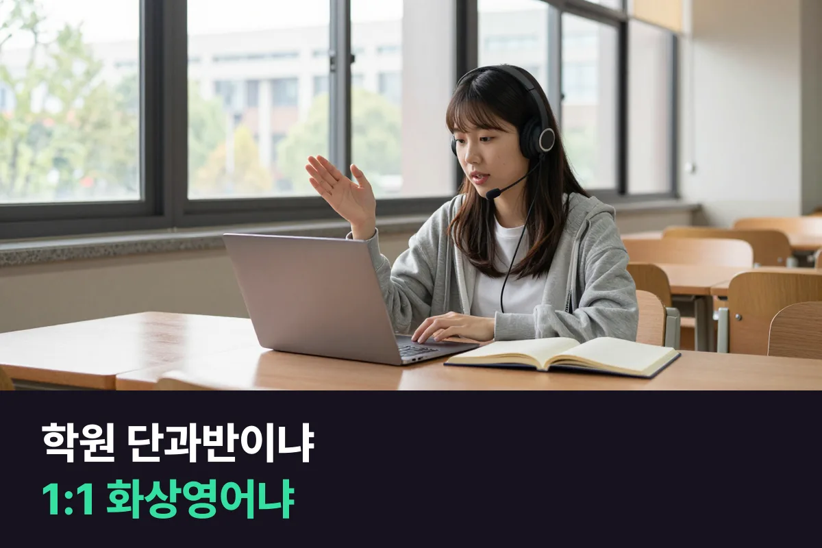 대학생 영어회화 학원 단과반과 1:1 화상영어, 누가 어느 쪽에 맞는지 정리했어요