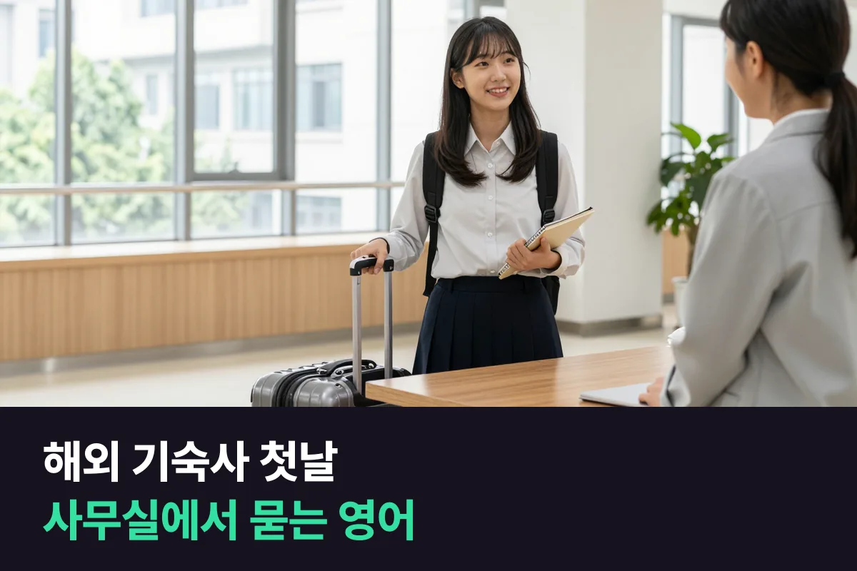 해외 대학 기숙사에 들어가는 날, 사무실에서 영어로 무엇을 묻나요?