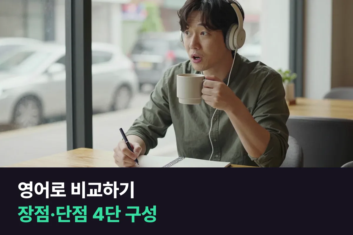 영어로 비교할 때 A와 B를 장점·단점 표로 정리해 말하는 4단 구성