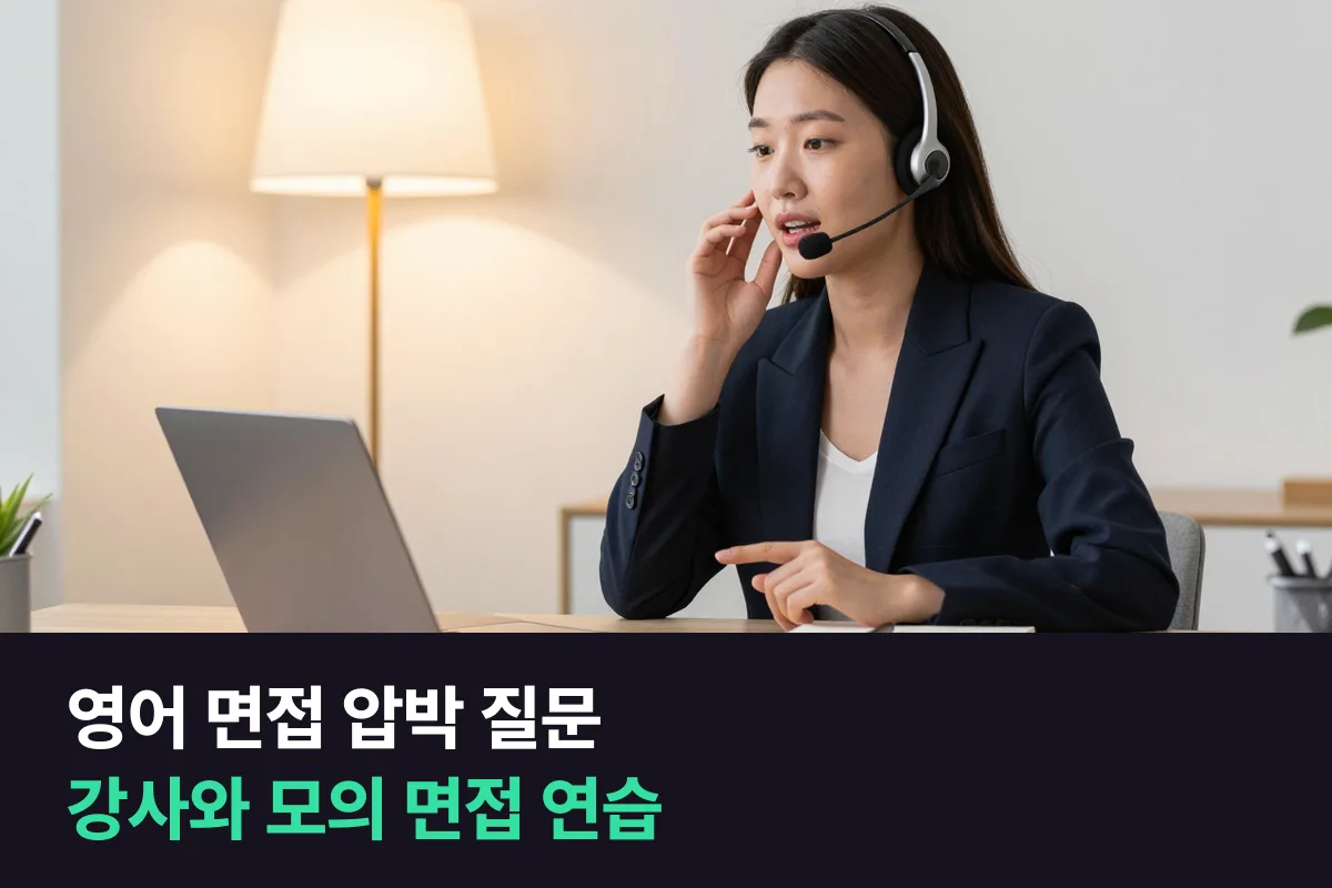 영어 면접 압박 질문, 답변 예문을 만들고 1:1 강사와 모의 면접으로 연습해요