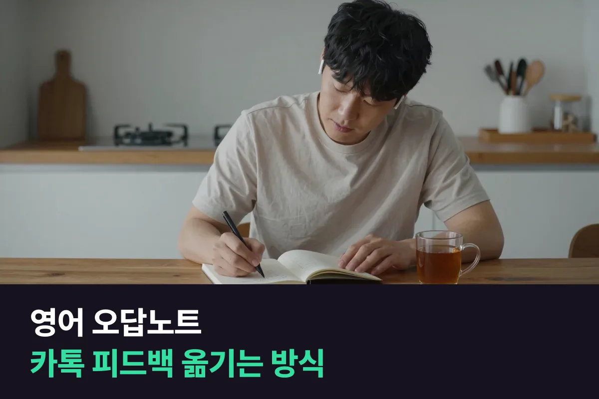 영어 오답노트에 카톡 피드백을 틀린 이유별로 나눠 적는 방식