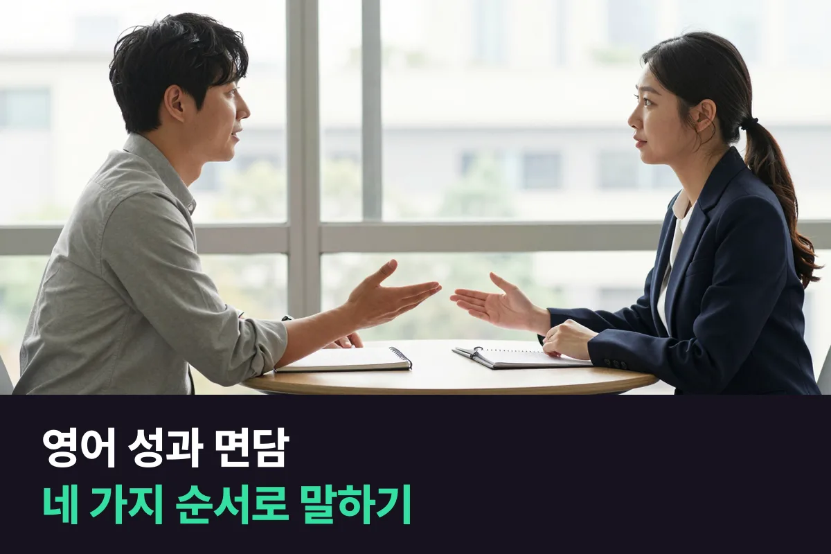 영어 성과 면담에서는 한 일·결과·배운 점·다음 목표, 네 가지 순서로 말해요