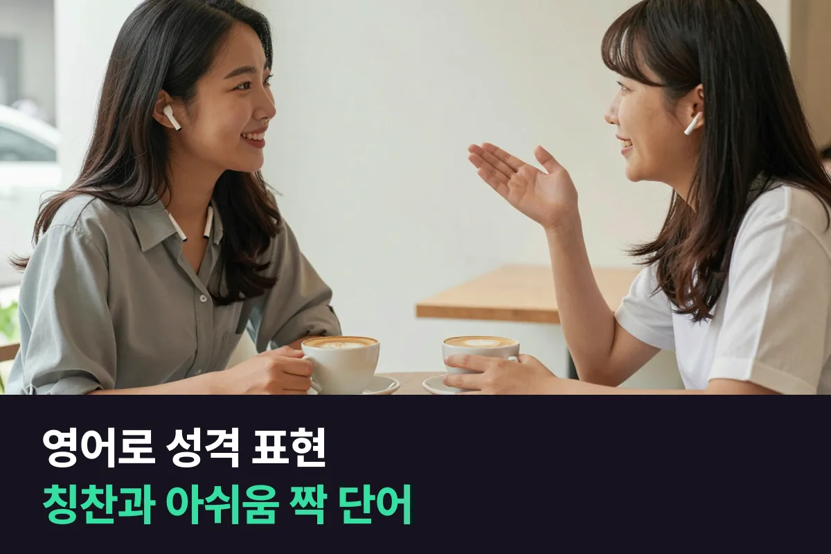 영어로 성격을 표현할 때 같은 성격의 칭찬 단어와 아쉬운 단어를 짝으로 익혀요