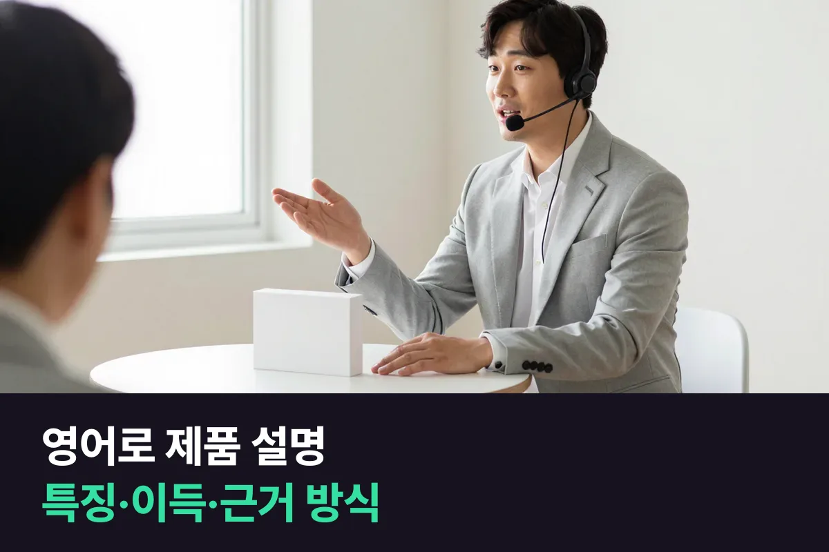 영어로 제품을 설명할 때 특징 → 이득 → 근거 세 줄로 쓰는 표현