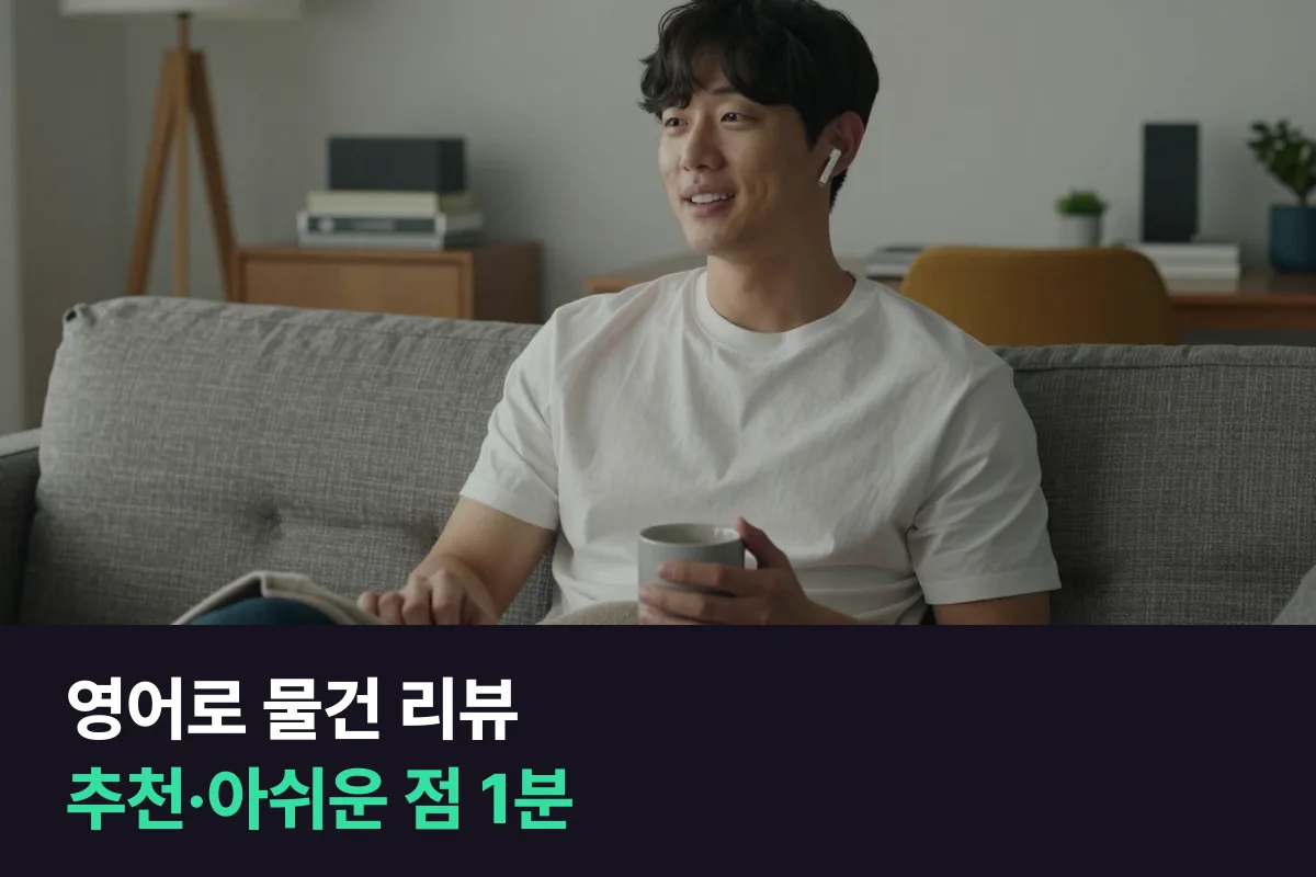최근에 산 물건을 영어로 추천하거나 아쉬운 점을 1분 동안 말하려면 어떻게 할까요?