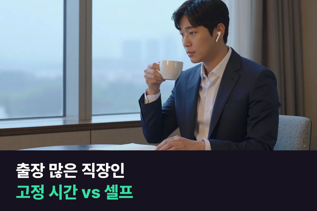 출장 많은 직장인 영어에는 시간을 고정한 수업과 셀프 스케줄 수업 중 무엇이 맞을까요?