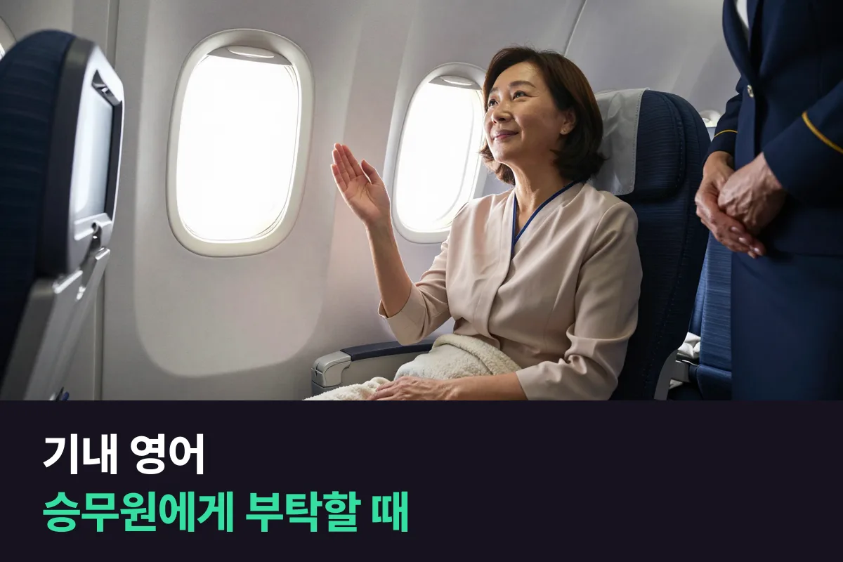 기내 영어로 승무원에게 부탁할 때 쓰는 영어 표현 세 개와 상황별 예문