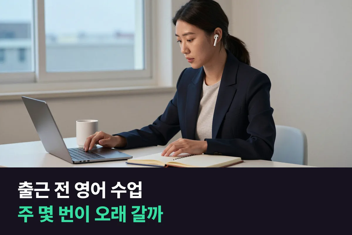 출근 전 영어 수업을 아이비전화영어와 파워잉글리쉬 중에서 고를 때, 주 몇 번으로 시작해야 오래 가는지