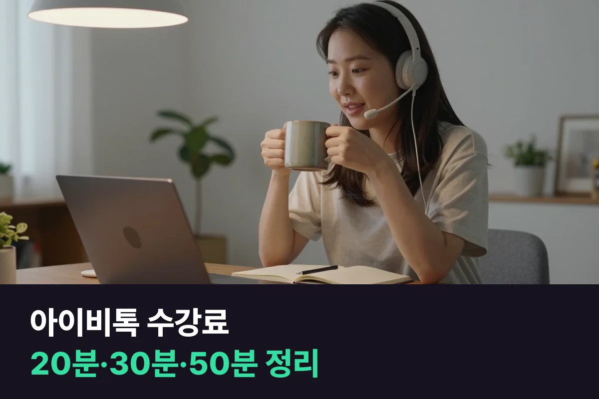 아이비톡 수강료를 수업 길이·주 횟수·1개월과 3개월 상품별로 정리했어요