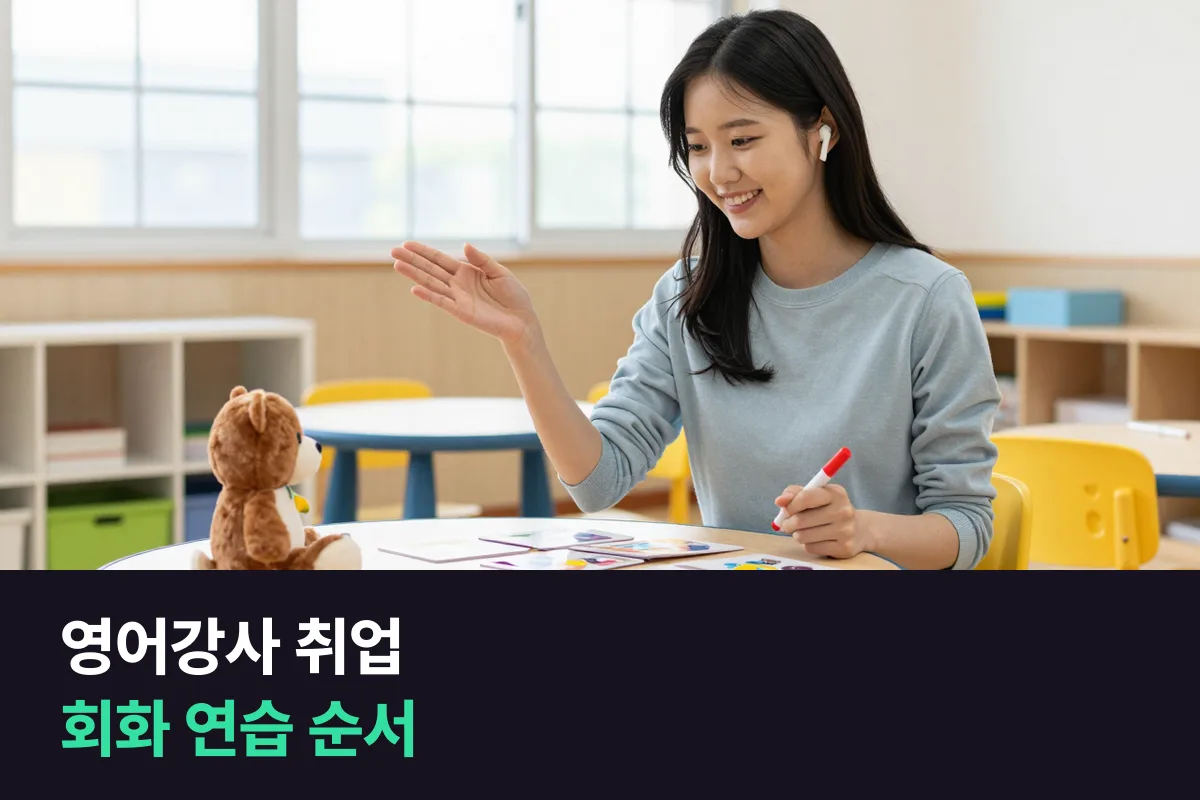 영어강사 취업을 위해 어린이 영어학원에 지원하기 전에 회화를 이 순서로 연습해요