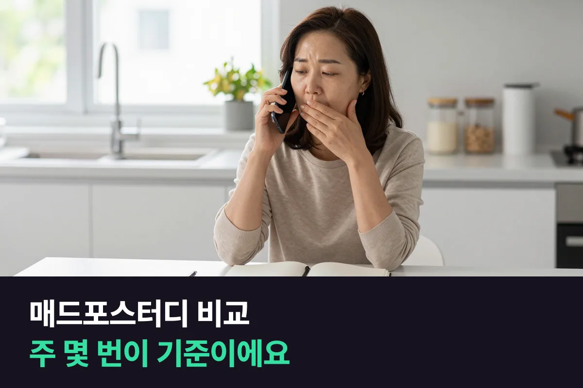 매드포스터디와 비교하면 주 몇 번 듣느냐에 따라 더 싼 쪽이 바뀌어요