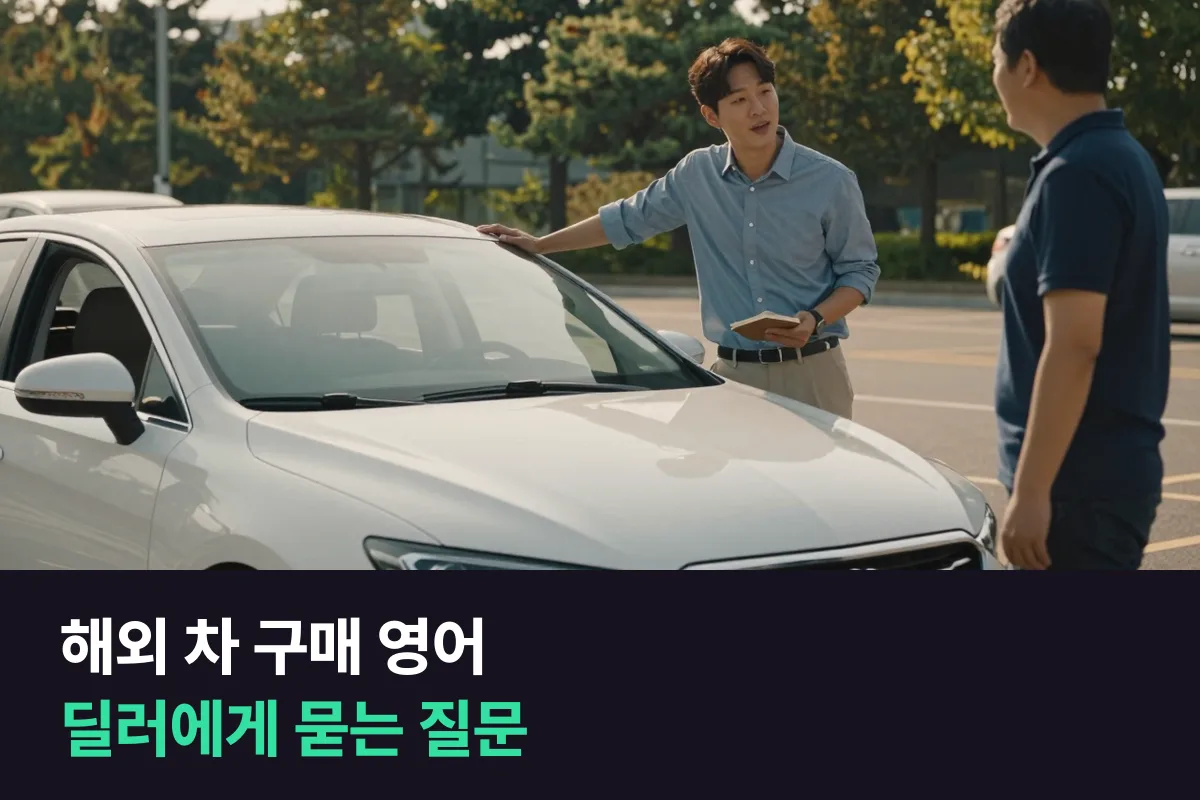 해외에서 중고차를 사며 딜러에게 상태·가격·보증을 묻는 영어 표현