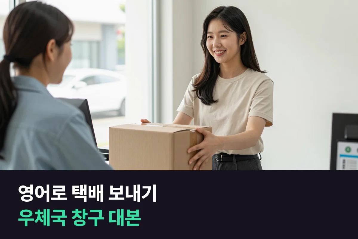 영어로 택배 보내기 위해 해외 우체국 창구에서 소포 부치는 순서를 대본 양식으로 정리했어요
