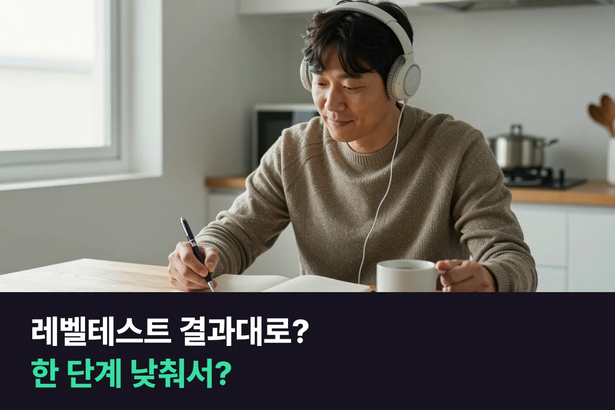 영어를 오래 쉬었다면 레벨테스트 결과대로 시작할까요, 한 단계 낮춰 시작할까요