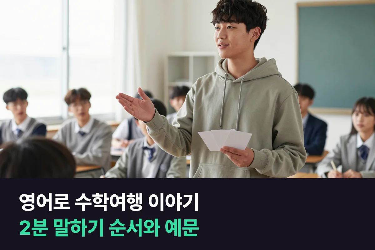 중고등학생이 수학여행이나 체험학습 이야기를 영어로 2분 동안 말하려면 어떻게 하나요?