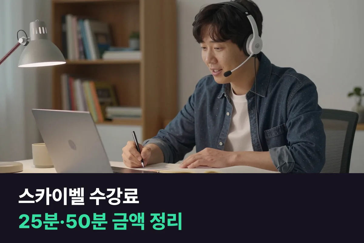 스카이벨 수강료를 25분·50분 수업, 필리핀·원어민 강사, 결제 기간별로 정리했어요
