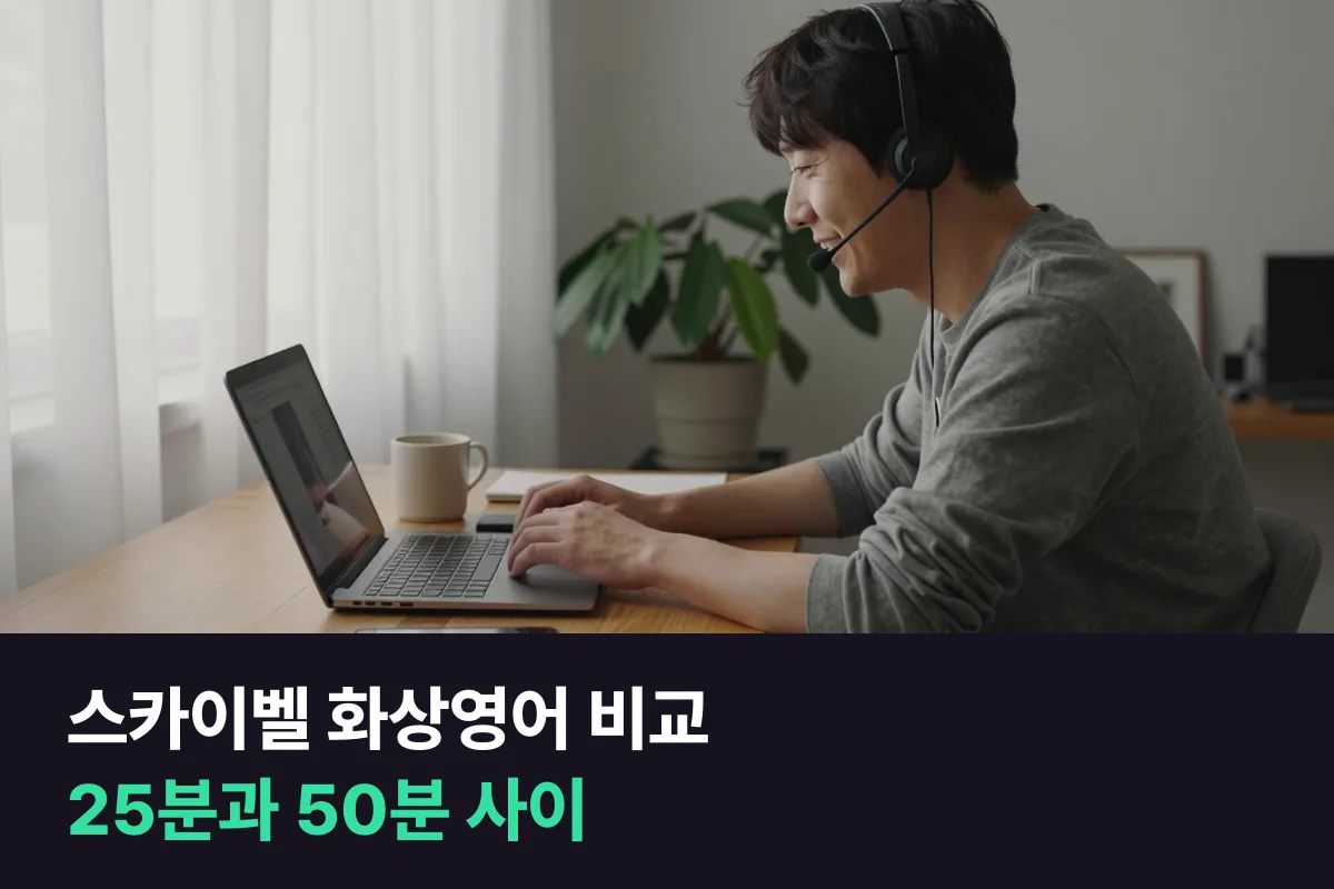 스카이벨 화상영어 비교는 25분이냐 50분이냐에 따라 달라져요