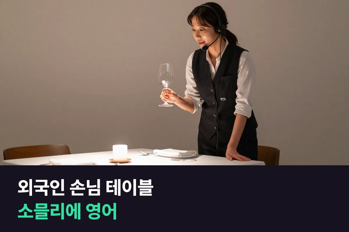 외국인 손님 테이블을 맡은 소믈리에의 영어로 와인·전통주를 설명하고 음식 짝을 추천해요