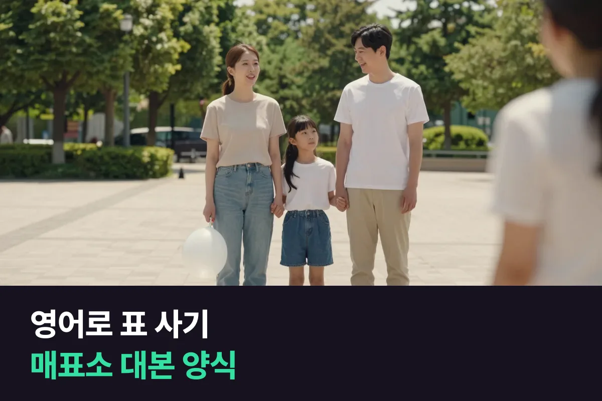 매표소 앞에서 영어로 표를 살 때 그대로 읽는 순서별 대본 양식